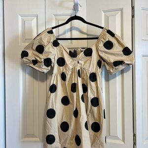 English Factory Cream Mini Dress with Black Polka Dots